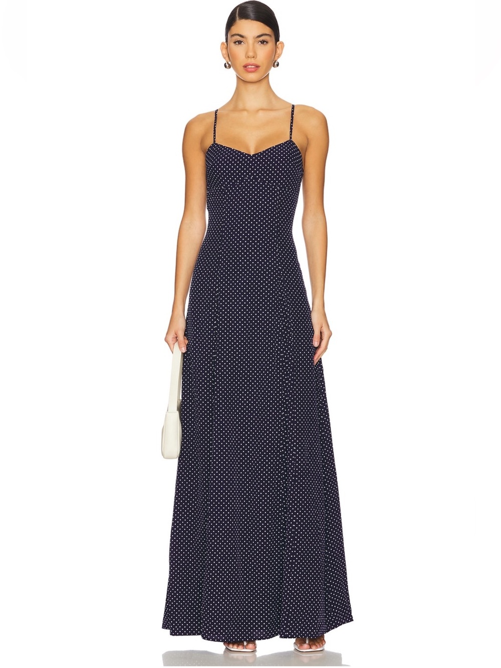 SNDYS x REVOLVE Polka Dot Navy Maxi Dress with Spaghetti Straps